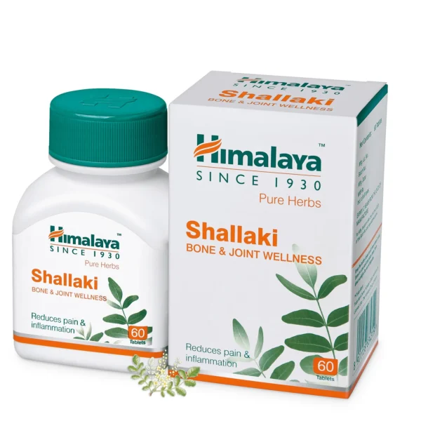 Himalaya Shallaki Bone & Joint Wellness Boswellia, Joint Support for Mobility and Flexibility, Promotes Tissue Preservation 60 Tablets 100% Vegetarian Ayurvedic Remedies Herbal