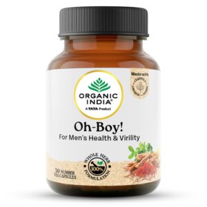 Organic India OH-Boy - 30 Veg Capsules, Ashwagandha, Musli & Saffron, Helps Improve Men's Health & Vitality, Helps Boost Testosterone Levels, Reduce Stress & Anxiety GMP & NPOP Certified Organic