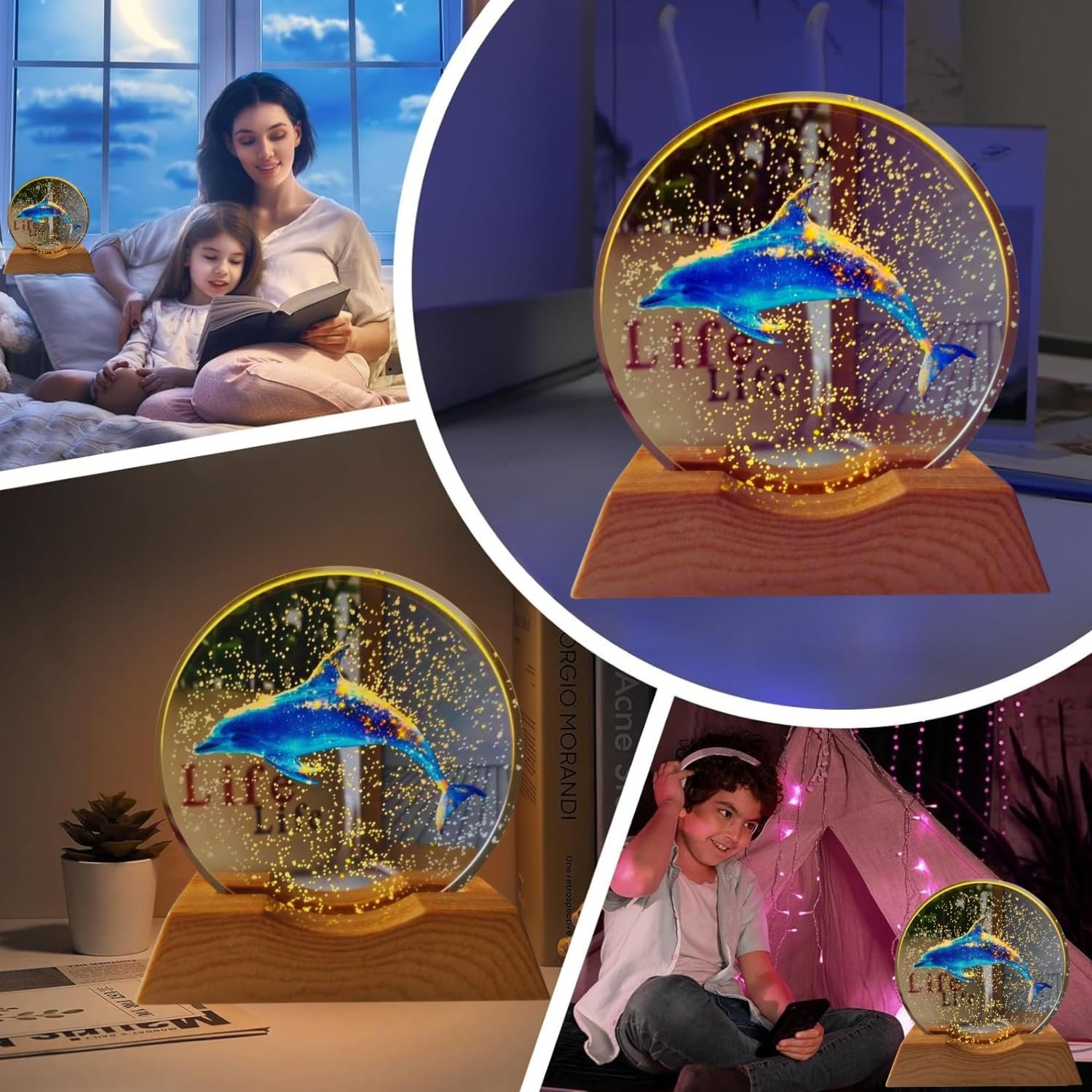 Typical Led Current 3D Acrylic LED Night Light – Warm White & Dolphin Design with Durable ...