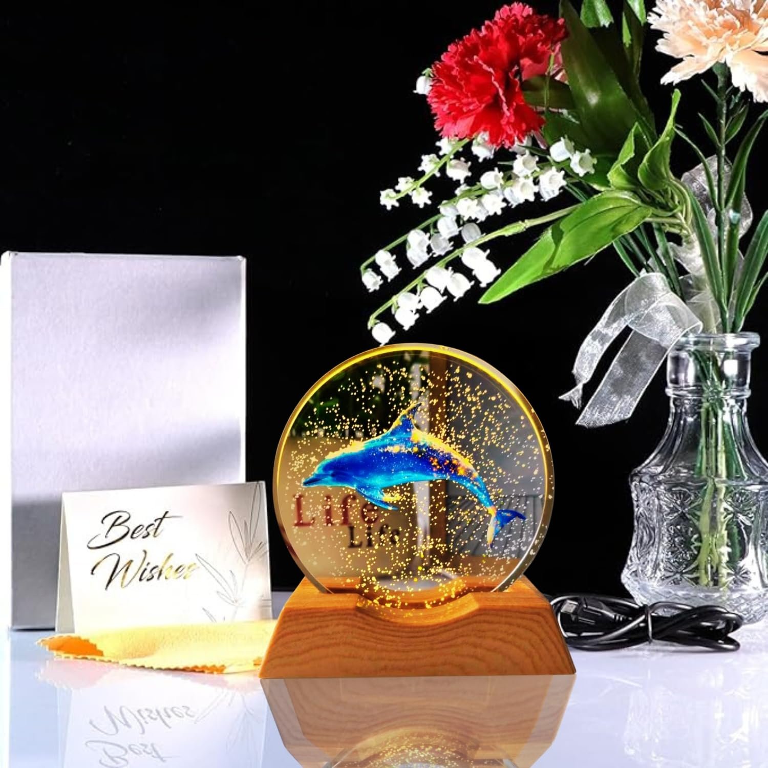 Typical Led Current 3D Acrylic LED Night Light – Warm White & Dolphin Design with Durable ...