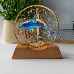 3D Acrylic LED Night Light – Warm White & Dolphin Design with Durable Plastic Base, Decorative Table Lamp for Bedroom, Living Room, Kids Room, Study & Home Décor Gifting